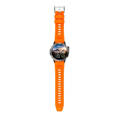 Smartwatch Gravity GT46-4, 1.43" AMOLED, thirrje me Bluetooth, portokalli me të zi