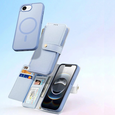 Kllëf telefoni Dux Ducis Lawa për iPhone SE 2025, lëkurë PU, me portofol, blu