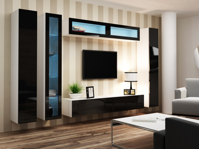 Komo TV Bed VIGO180, 180cm, MDF, e bardhë e zezë
