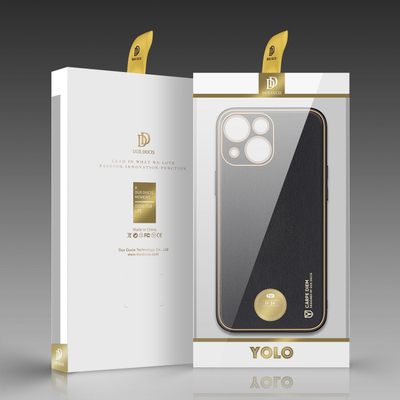 Këllëf telefoni Dux Ducis për iPhone 14, lëkurë PU, kompatibil me karikim wireless, i zi