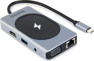 HUB USB Dicota USB C 10 në 1, 4K, PD 100W, argjendtë e zi
