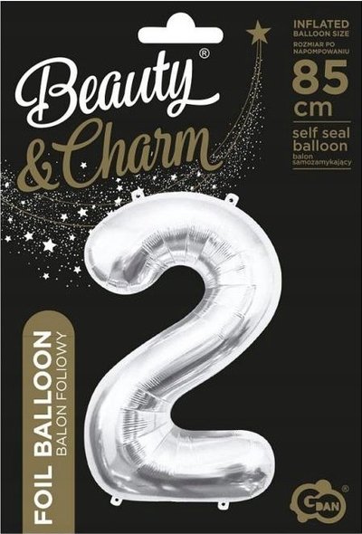 Balonë foli Godan BC, numri 2, 85cm, argjendtë