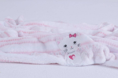 Batanije bebe BabyMatex Ricco, mikrofibër, 75 x 100 cm, e bardhë me rozë
