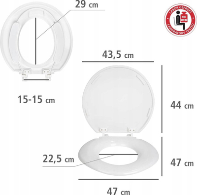 Kapak WC Wenko TORINO XXL, duroplast i qëndrueshëm, universal, i bardhë