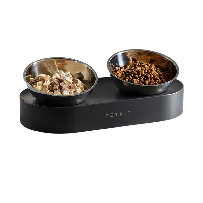 Enë dyshe ngritëse për mace Petkit Fresh Nano, inox 304, bazë kundër rrëshqitjes, gri