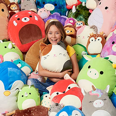 Lodër pellushi Squishmallows Queen Bee, 14", super e butë, blu me ari