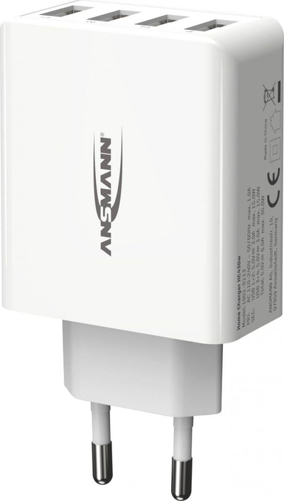 Karikues muri Ansmann HC430, 4x USB A, 30W 3A, i bardhë