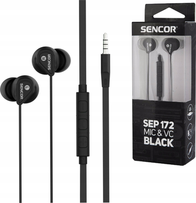 Kufje in ear Sencor SEP 172 VCM, me mikrofon, 3.5 mm, të zeza