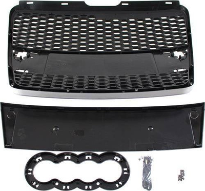 Grilë e përparme MTuning Audi A6 C6 RS Style, 2004 2009, argjent e zezë