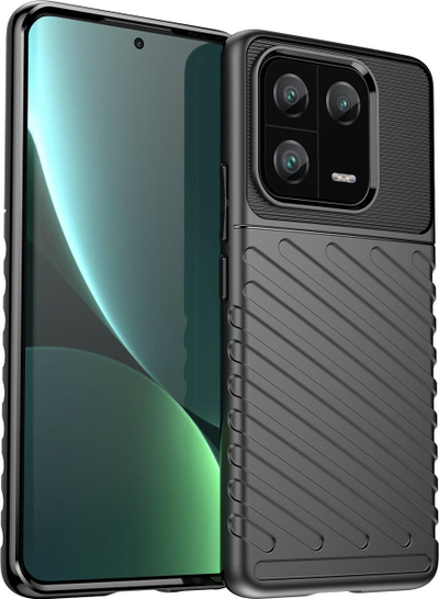 Kllafë silikoni Hurtel Thunder Case për Xiaomi 13 Pro, mbrojtëse e blinduar, e zezë