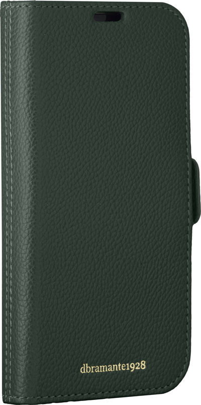 Carkë folio Dbramante1928 New York për iPhone 15 Plus, lëkurë, me mbrojtje RFID, jeshile Evergreen