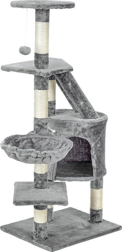 Кула за гребење за мачки Cat Scratcher, 120cm, повеќекатна, сива