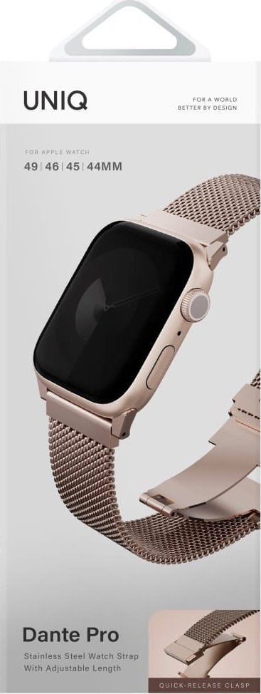 Rrip ore UNIQ Dante Pro, për Apple Watch 49/46/45/44mm, çelik inox, rozë metalike