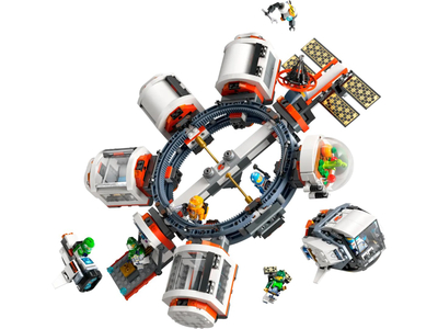 Set ndërtimi LEGO City Modular Space Station 60433, stacion hapësinor modular, 6 minifigura astronautësh, shumëngjyrësh