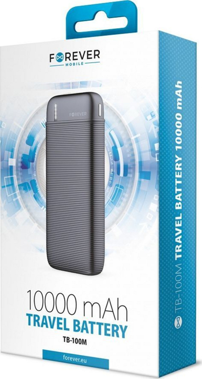 Power bank Forever TB-100M, 10000 mAh, USB edhe USB-C, i zi