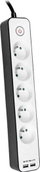 Продолжен приклучок Tracer Zebra, 5 места, 1.5 m, 2x USB 2.1A, бело и црно