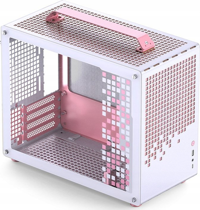 Kuti kompjuterike Jonsplus Z20, Micro ATX, me dorezë bartjeje, e bardhë rozë