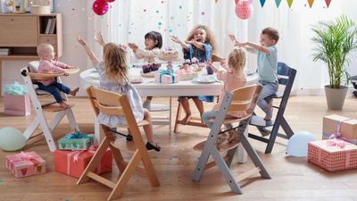 Karrige e lartë Kinderkraft ENOCK, dru faji, e zezë