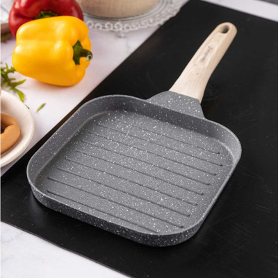 Tigan grilli Klausberg KB-7811, 36x18.5x2.5cm, me veshje mermeri jo ngjitëse, gri me dorezë druri