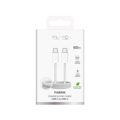 Кабел USB Puro Fabrik 4 USB C во USB C, 1m, 240W, бел