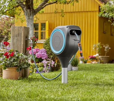 Mbajtëse zorre kopshti Gardena RollUp M, 20 m, rrotullim 360°, gri