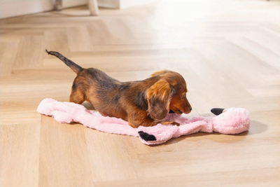 Играчка за кучиња Beeztees Puppy Flatino Flamingo, рамен плюш, без свирче