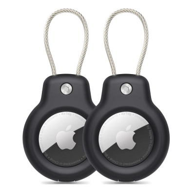 Mbajtëse Tech-Protect Rough Vein për Apple AirTag, set me 2 copë, e zezë