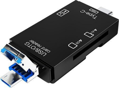 Читач на картички Vakoss TC-R425X, USB MicroUSB USB C, 6 во 1, црн