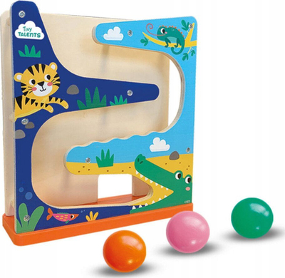 Lodër druri SES Creative Wooden Ball Track Crocodile, pistë me topa, me shumë ngjyra