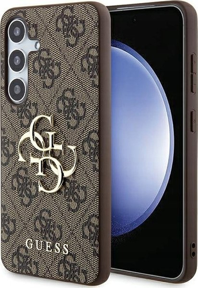Kapak telefoni Guess 4G Metal Logo, për Samsung Galaxy A35 5G, PU, kafe