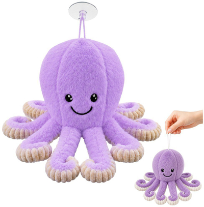 Lodër pelushi LeanToys oktapod me ventuzë, 16 cm, vjollcë