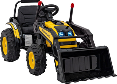 Traktor elektrik për kalamoj Ramiz Yellow Tractor, 12V, me kovë buldozeri, i verdhë
