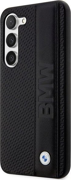 Mbulesë telefoni BMW BMHCS23M22RDPK, për Samsung Galaxy S23 Plus, hardcase, lëkurë teksturë me shirit, e zezë