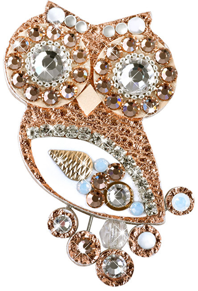 Brosh Owls Metallic II, bezh , woman