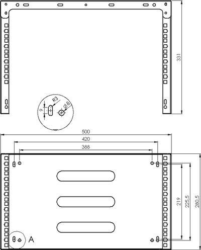 Kllapë murale Stalflex WRH19-6U/4U-330B për pajisje rack 19\", çelik