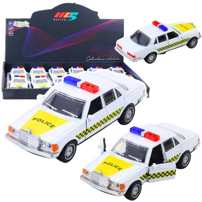 Makina lodër policie McFive With Drive, metal, me mekanizëm me tërheqje, e bardhë