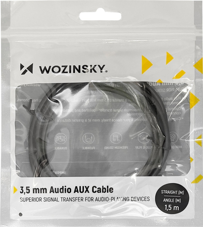 Kabllo audio Wozinsky Jack 3.5mm në Jack 3.5mm, 3m, stereo, e zezë
