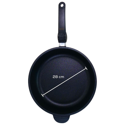 Tigan me induksion Zyle Eclipse HB Diamond, 28 cm, me dorezë që hiqet, i zi