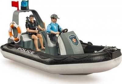 Set lodrash anije policie Bruder Bworld 62733, shkallë 1/16, me figurina, me dritë rrotulluese