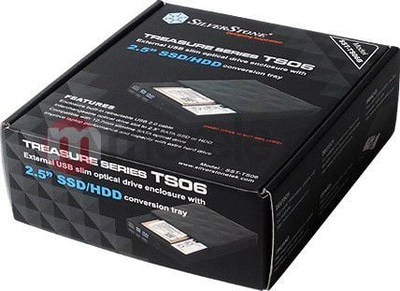 Надворешно оптичко куќиште СилверСтоун TS06, 2.5", УСБ, црно