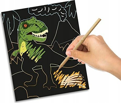 Set kreativ SES Creative Glow in the Dark Scratch Dinosaurs Classic, që shkëlqen në errësirë