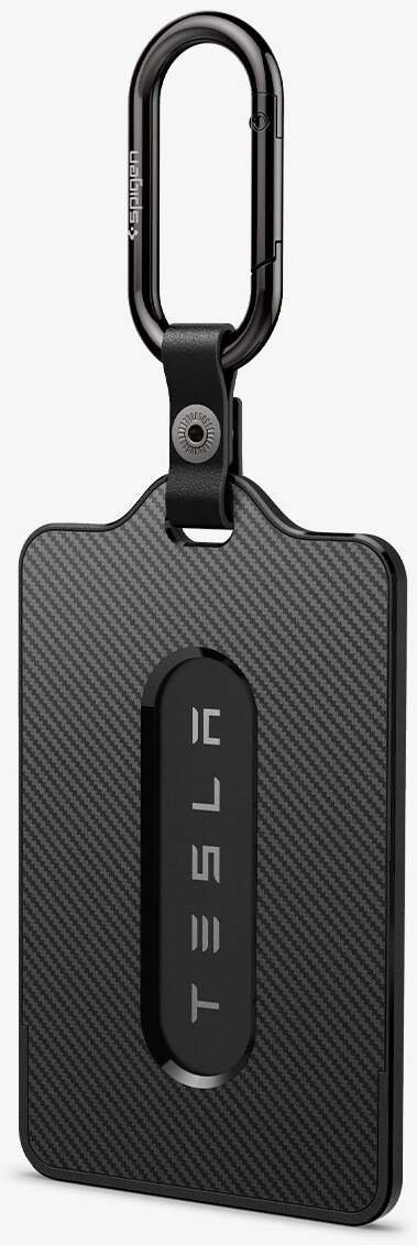 Mbajtës kartele çelësi Spigen Key Card Holder për Tesla Model 3 Y S X, rezistent ndaj gërvishtjeve, me karabiner, i zi