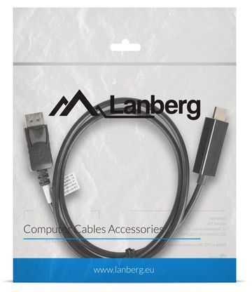 Kabllo Lanberg DisplayPort - HDMI (CA-DPHD-10CC-0010-BK), 1m, e zezë