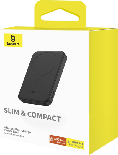 Powerbank Baseus Magnetic Mini, 5000mAh, 20W, црн
