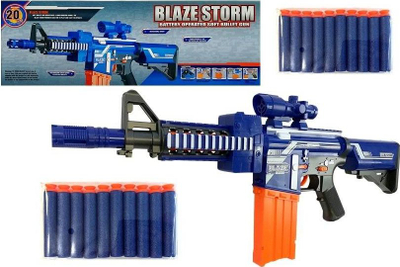 Pushkë lodër Blaze Storm Lean Sport, elektrike, me 20 darta shkumë, blu me portokalli
