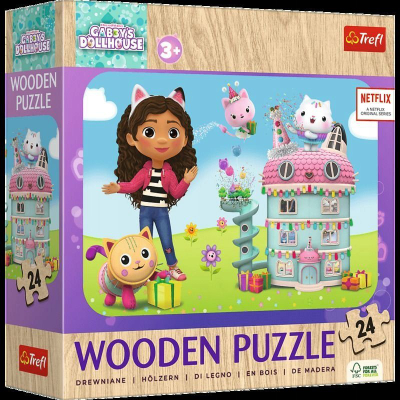 Puzzle druri Trefl Wooden Puzzle Junior, 24 copa, Gabby's Dollhouse