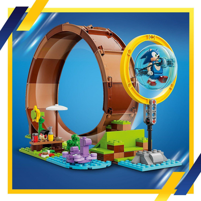 Set lodër LEGO Sonic 76994 Green Hill Zone Loop Challenge, 802 copa, për kalamaj 8+, shumëngjyrësh