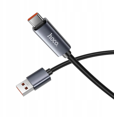 Kabllo karikimi HOCO 5A USB A në Type C, karikim i shpejtë, me ekran LED dixhital, e zezë
