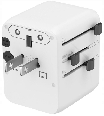 Përshtatës universal udhëtimi Gembird, 20W, 2x USB, USB C, i bardhë