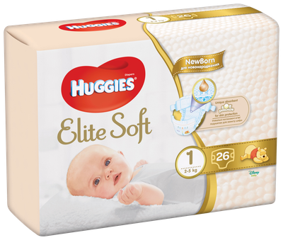 Pelena Huggies® Elite Soft 1 (2-5 kg, 26 copë)